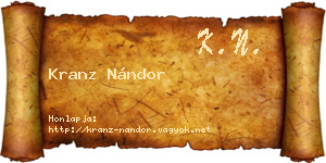Kranz Nándor névjegykártya